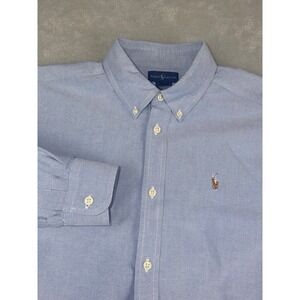 Ralph Lauren Boys Light Blue Oxford Button Down Shirt Size 20 Long Sleeve Pony